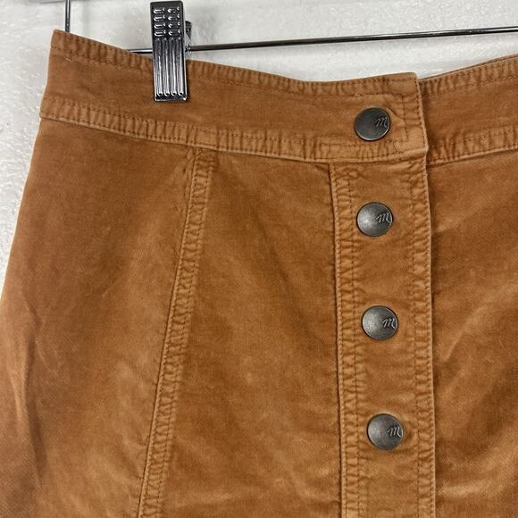Madewell Skirt Women Size 0 Velveteen Snap Mini Brown Pumpkin Spice Western Boho - Picture 4 of 11